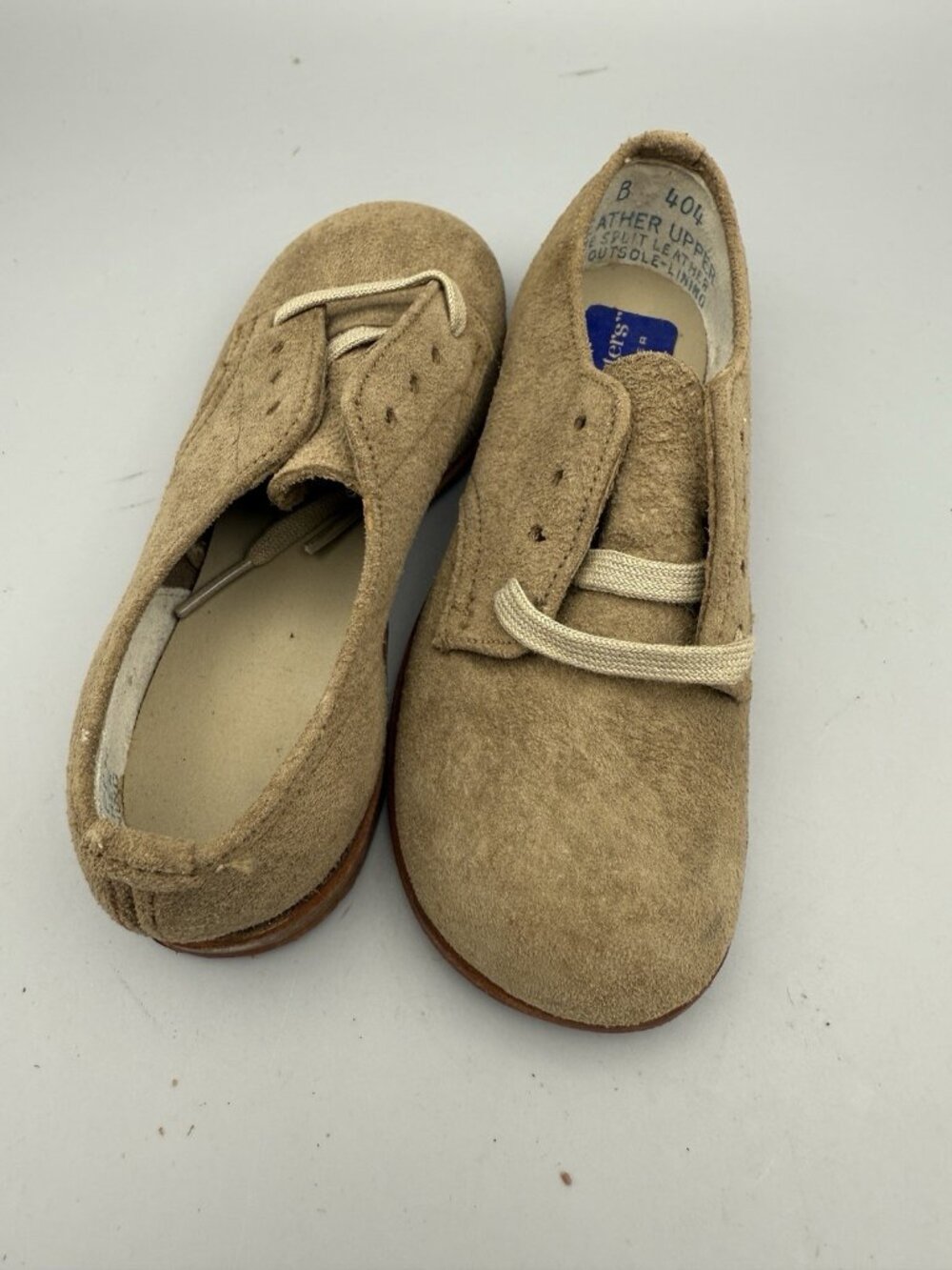VTG Carpenter Self Starters Baby Shoes Brown Leather Suede Lace Up Size 5B 404
